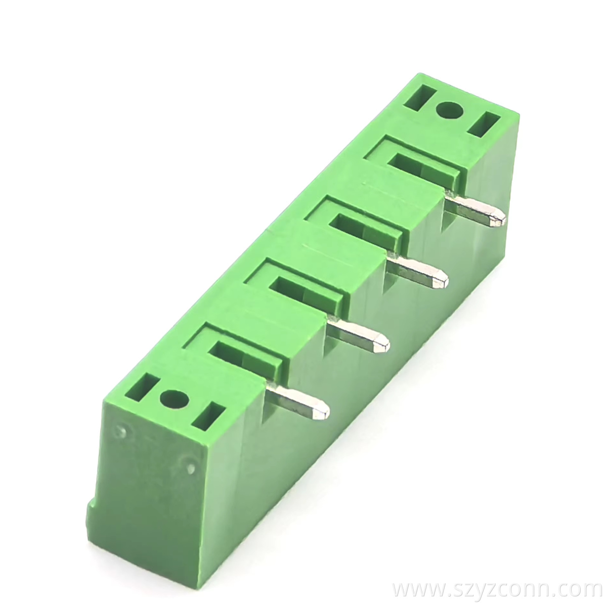 7.62mm Pitch Pluggable Right-Angle Terminal Blocks Male with Lug Green 1*4P